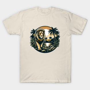 A Proud Lion Prowling A Watering Hole In The Jungle The King of the Jungle Lion T-Shirt